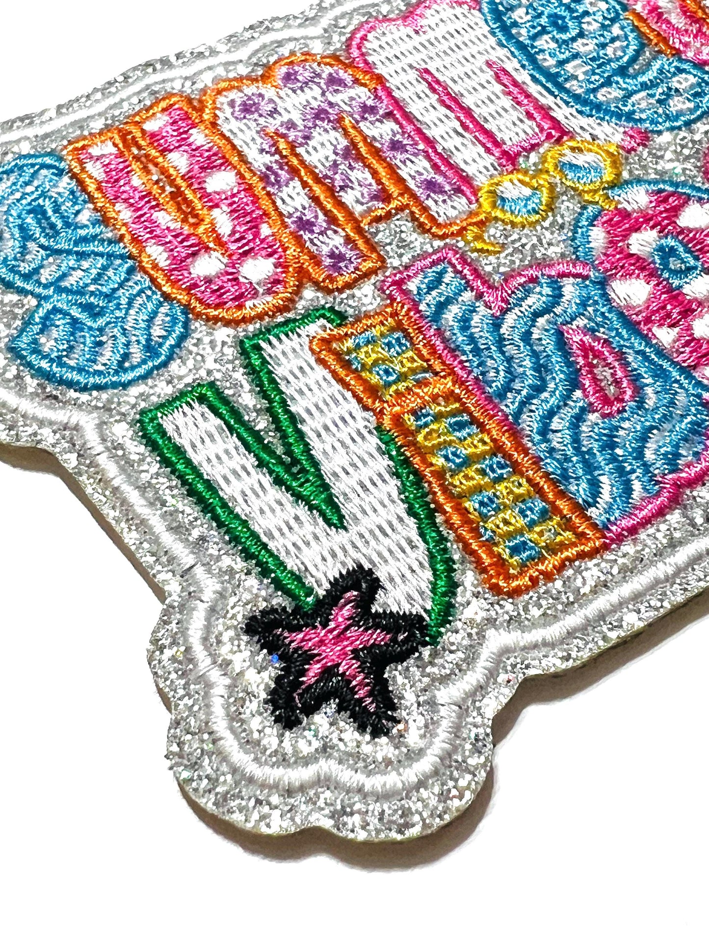 Summer vibes patch - Embroidered & Glitter DIY Iron on patch
