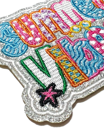 Summer vibes patch - Embroidered & Glitter DIY Iron on patch