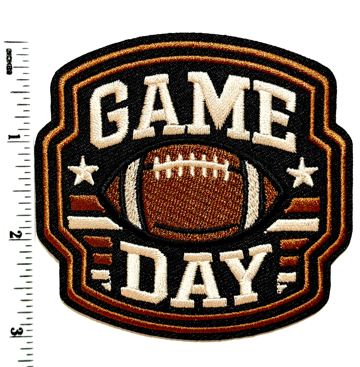 Game Day football patch - Embroidered Iron On Patch 3.25”