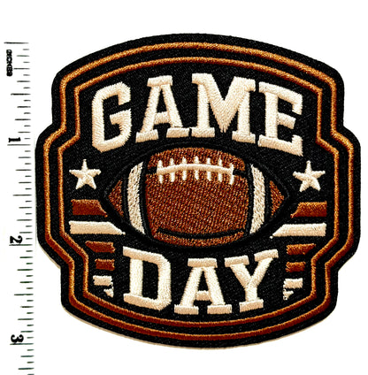 Game Day football patch - Embroidered Iron On Patch 3.25”