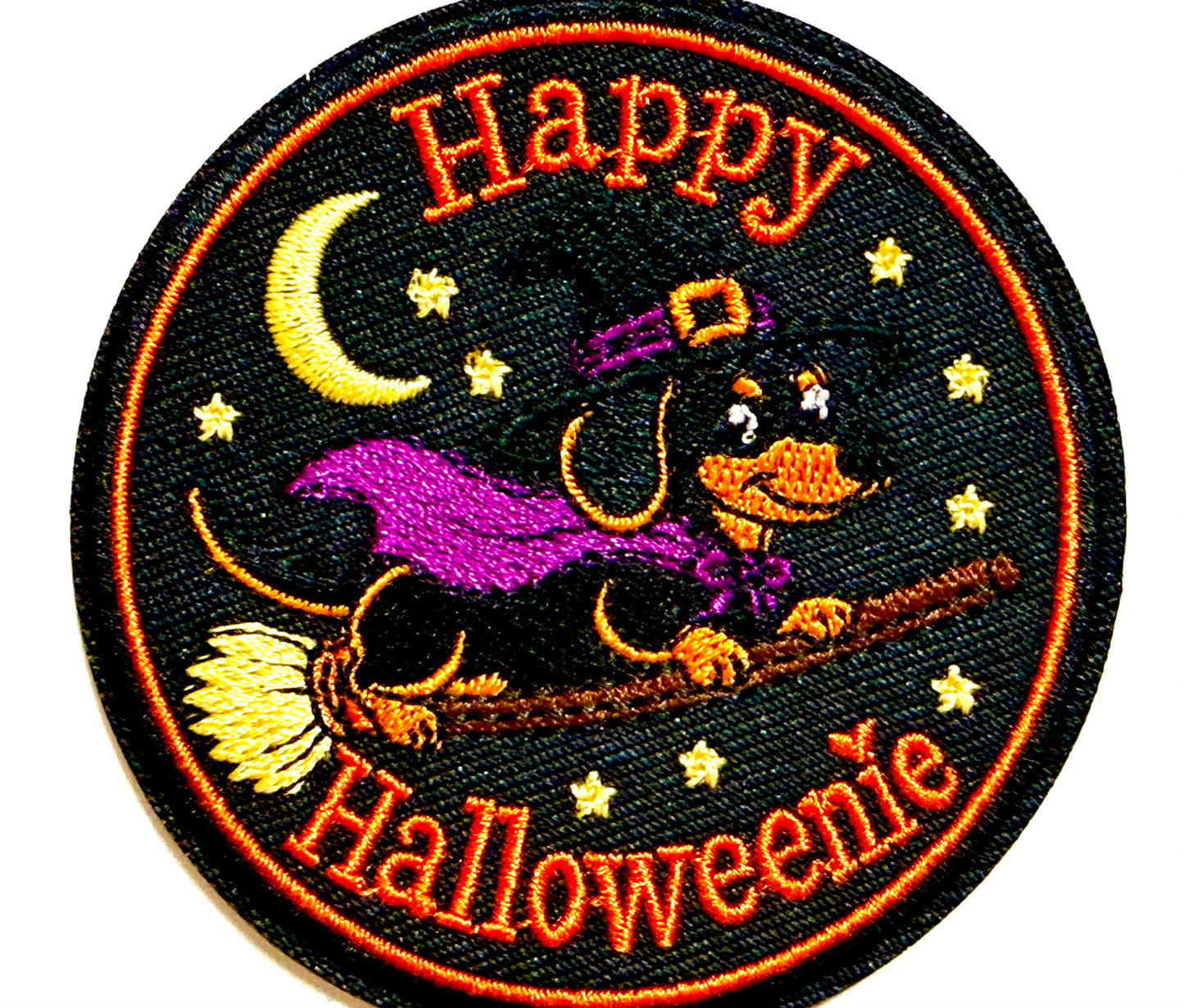Happy Halloweenie patch - Embroidered Iron on patch 3”