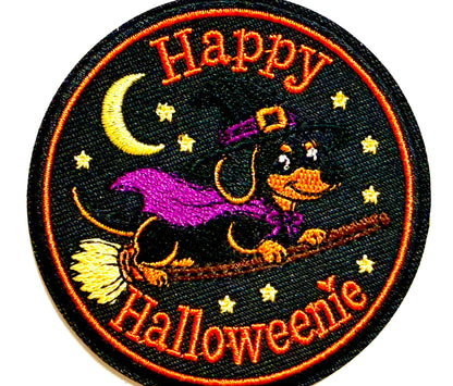 Happy Halloweenie patch - Embroidered Iron on patch 3”