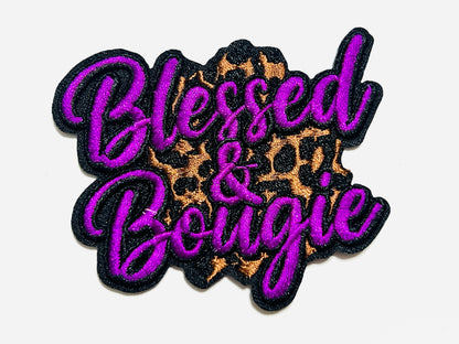 Blessed and Bougie patches multiple colors to choose from - Embroidered Iron on patches 3”