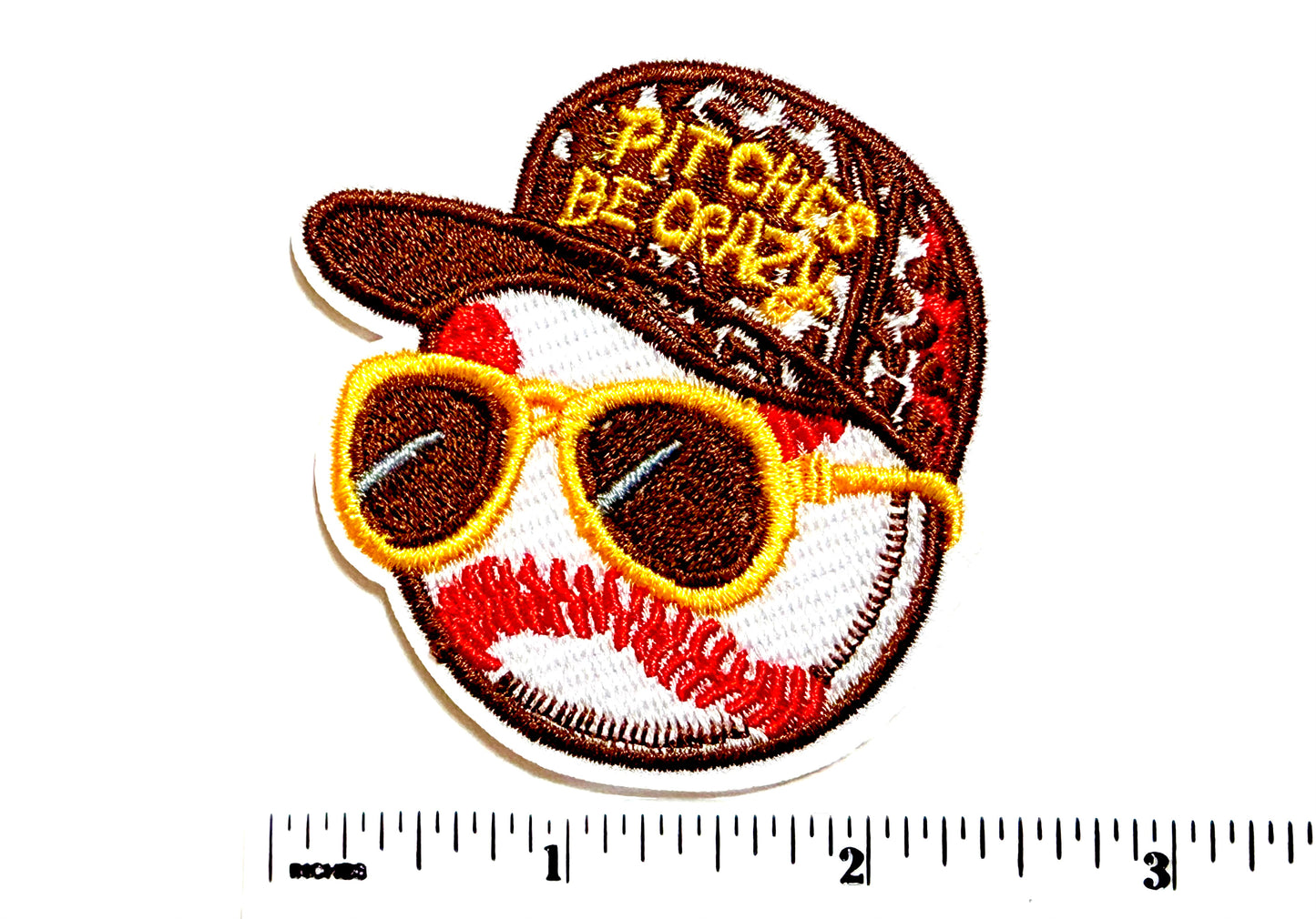 Pitches be Crazy Baseball Patch- Embroidered Iron-On Patch 2.5”