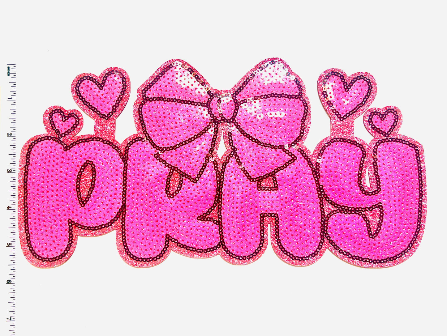 Pray with heart and bow - Sequins Iron on patch
