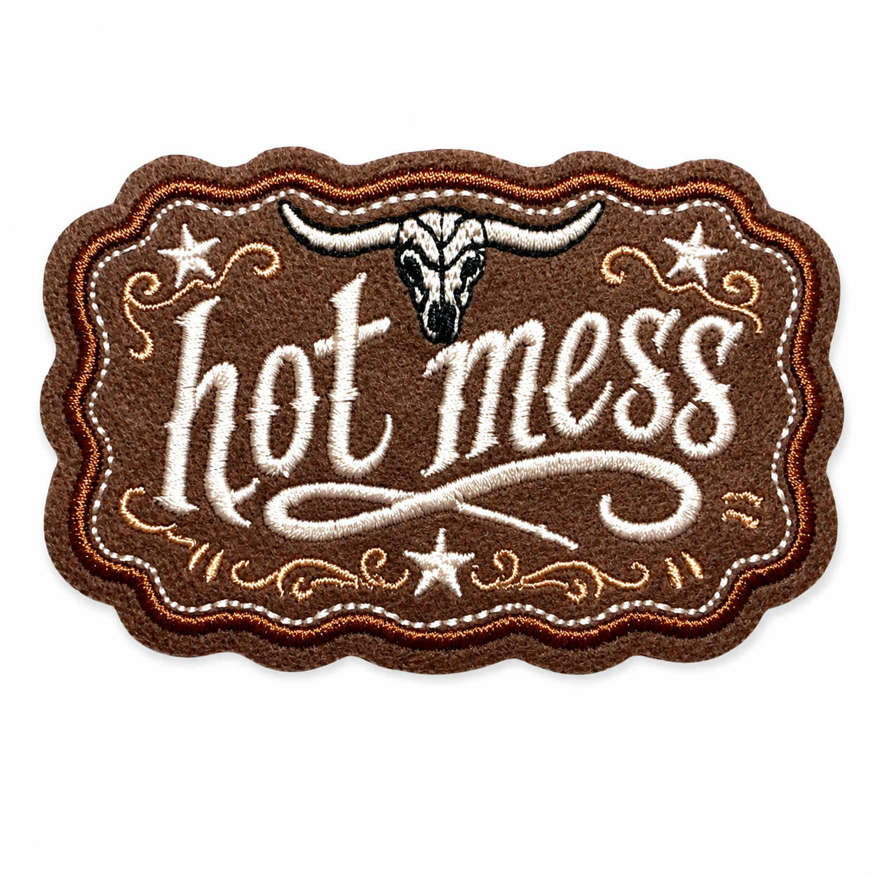 Hot Mess leatherette patch - Embroidered Iron on leatherette patch 3.5”