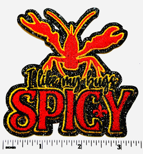 Spicy Crawfish Embroidered Iron-On Patch – Glitter Accent