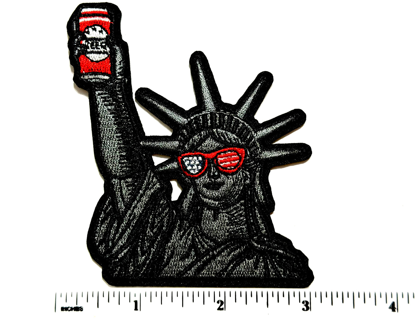 Statue of Liberty with Beer patch - Embroidered Iron On Patch 3.5”