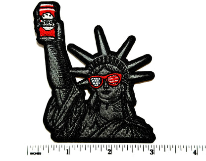 Statue of Liberty with Beer patch - Embroidered Iron On Patch 3.5”