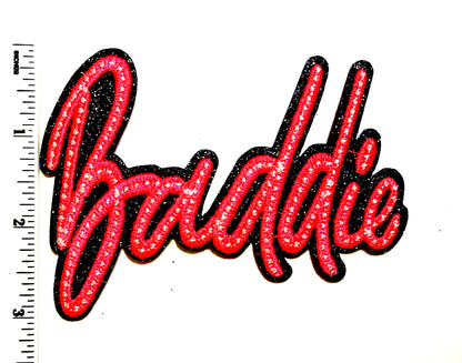 Badddie Neon Pink patch - Embroidered Iron On Patch 4.25”