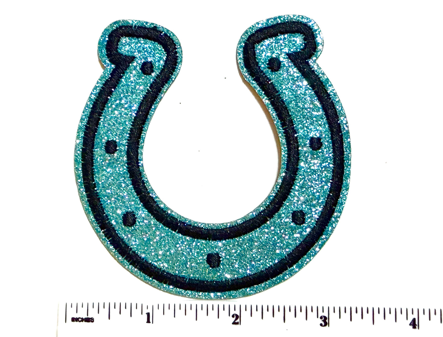 Glitter Horseshoe Patch – Embroidered Iron On Applique 3.25"