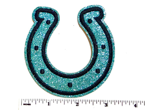 Glitter Horseshoe Patch – Embroidered Iron On Applique 3.25"