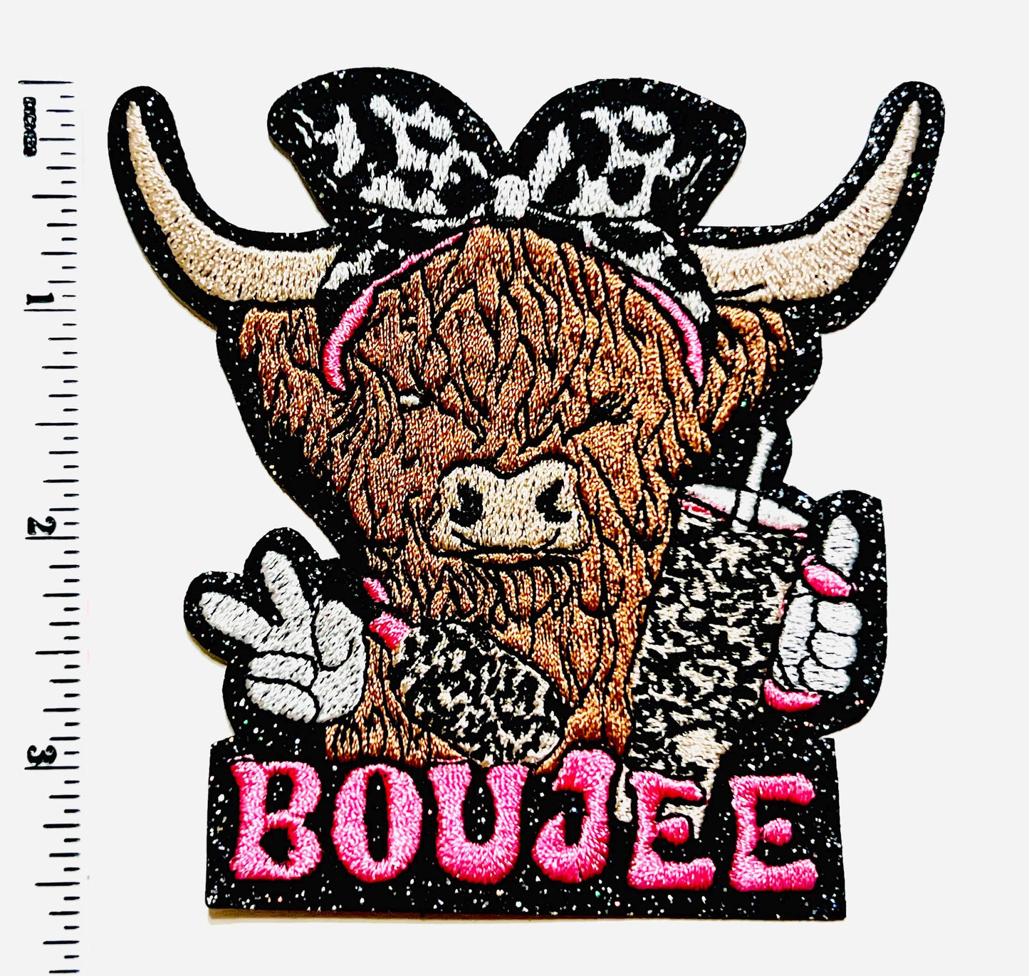 Boujee Cow - Embroidered Iron on patch