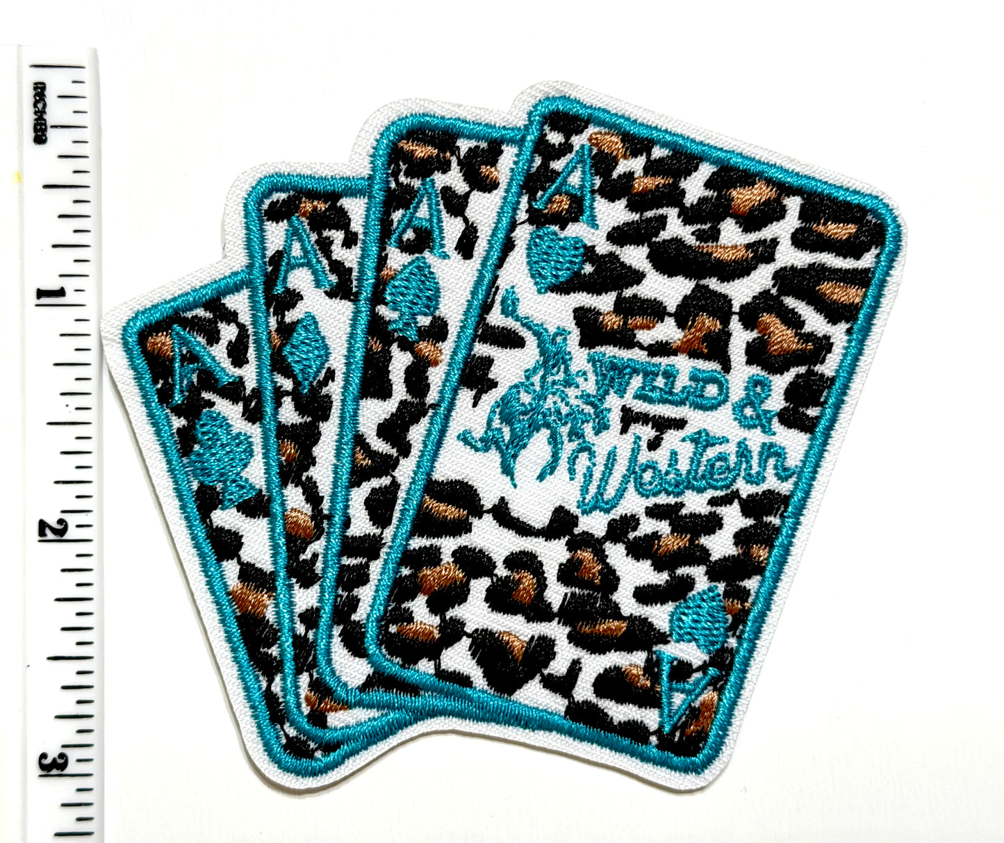 Turquoise Aces patch - Embroidered Iron On Patch 3.25”