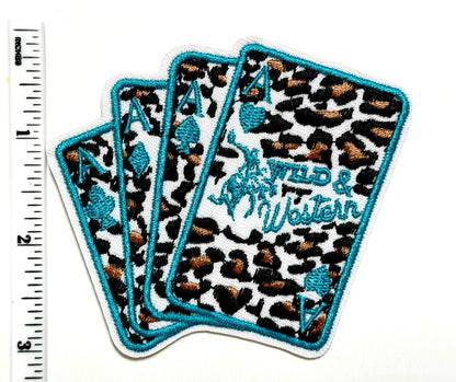 Turquoise Aces patch - Embroidered Iron On Patch 3.25”