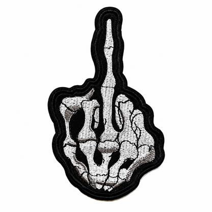 Skelly Middle Finger patch - Embroidered Iron On Patch 5”