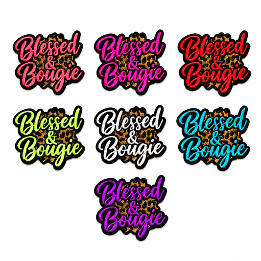 Blessed and Bougie patches multiple colors to choose from - Embroidered Iron on patches 3”