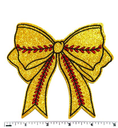 Softball bow glitter Patch – DIY Iron-On Applique