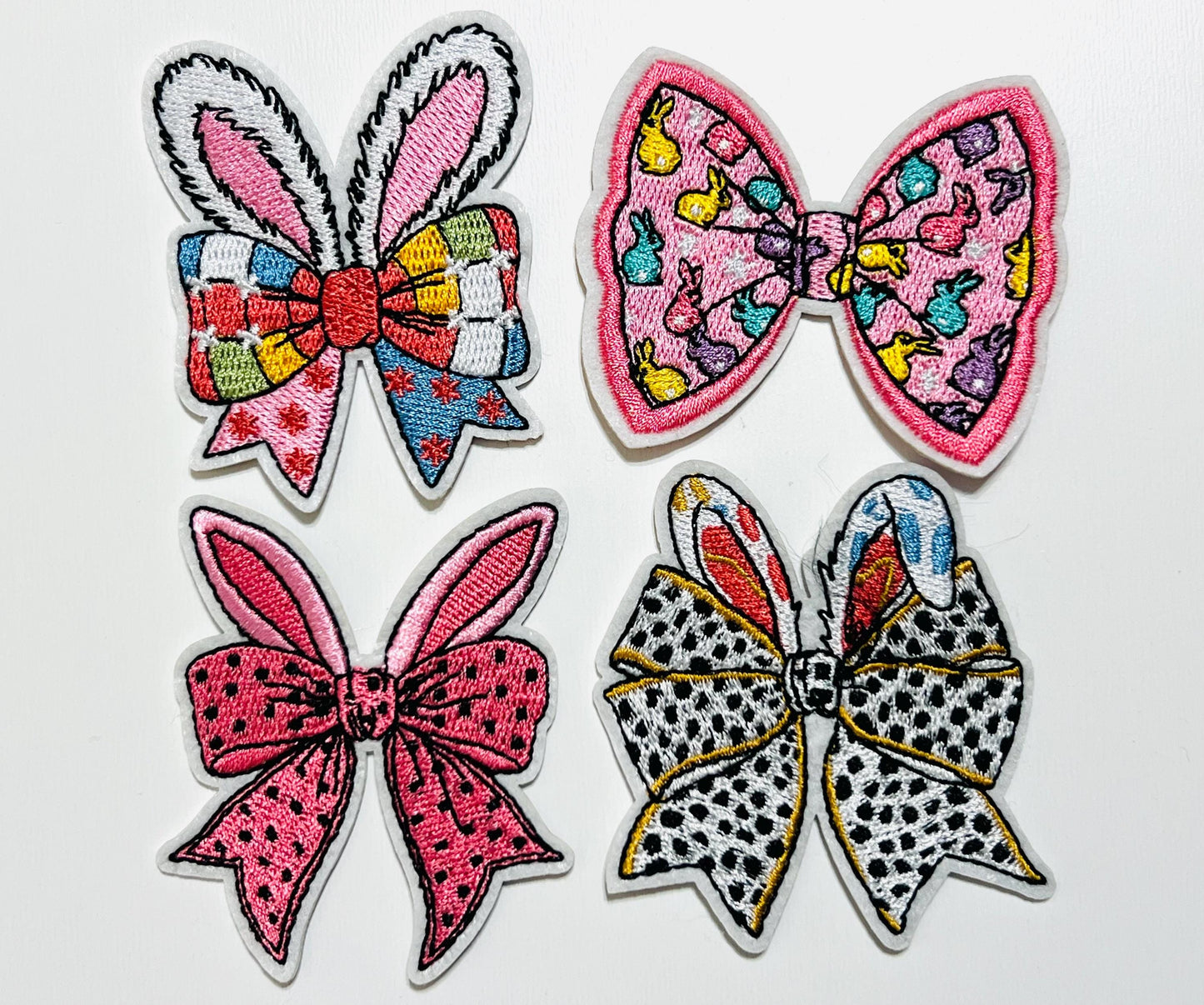 Easter Bunny Bow patches - Embroidered DIY Iron on patch
