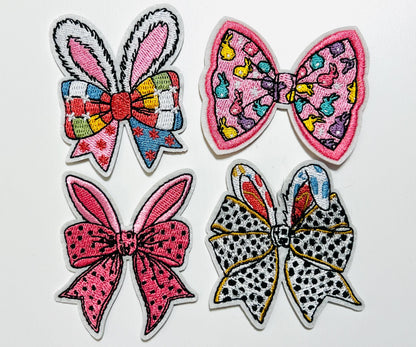 Easter Bunny Bow patches - Embroidered DIY Iron on patch