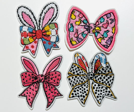 Easter Bunny Bow patches - Embroidered DIY Iron on patch