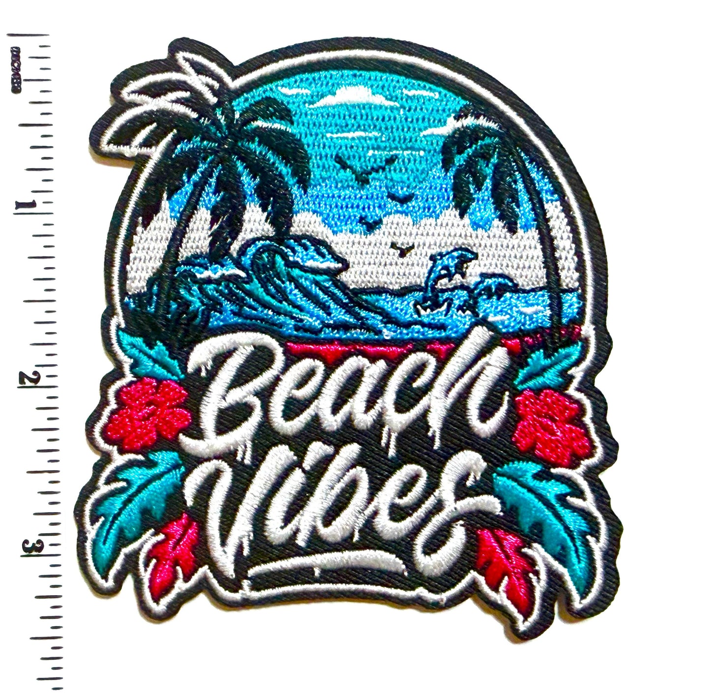 Beach Vibes drip patch - Embroidered Iron on patch