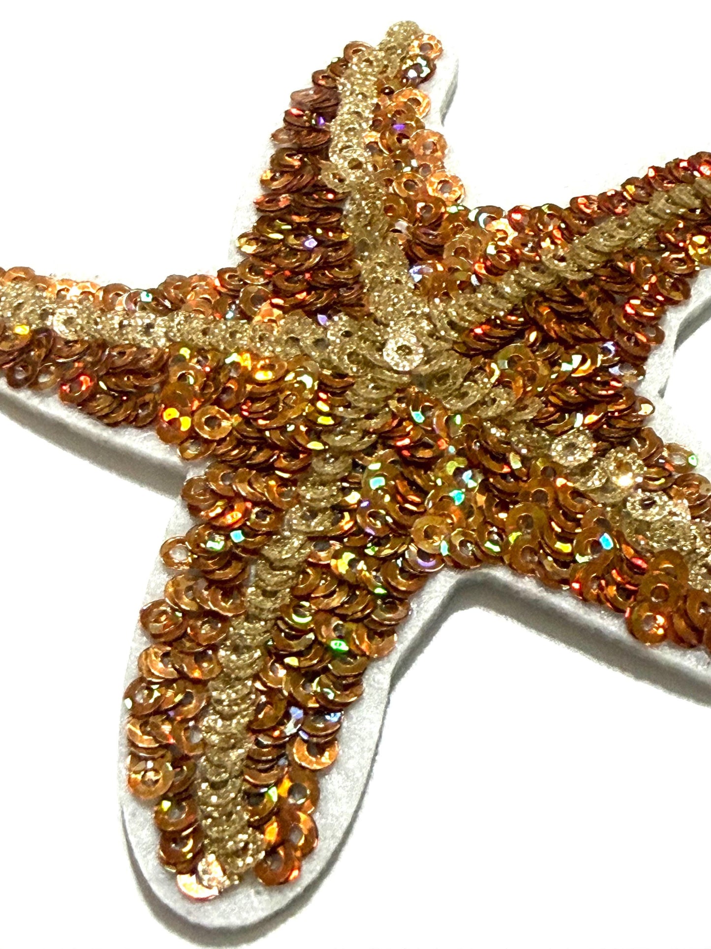 Starfish with Gold Sequins - Sequined DIY Iron on patch
