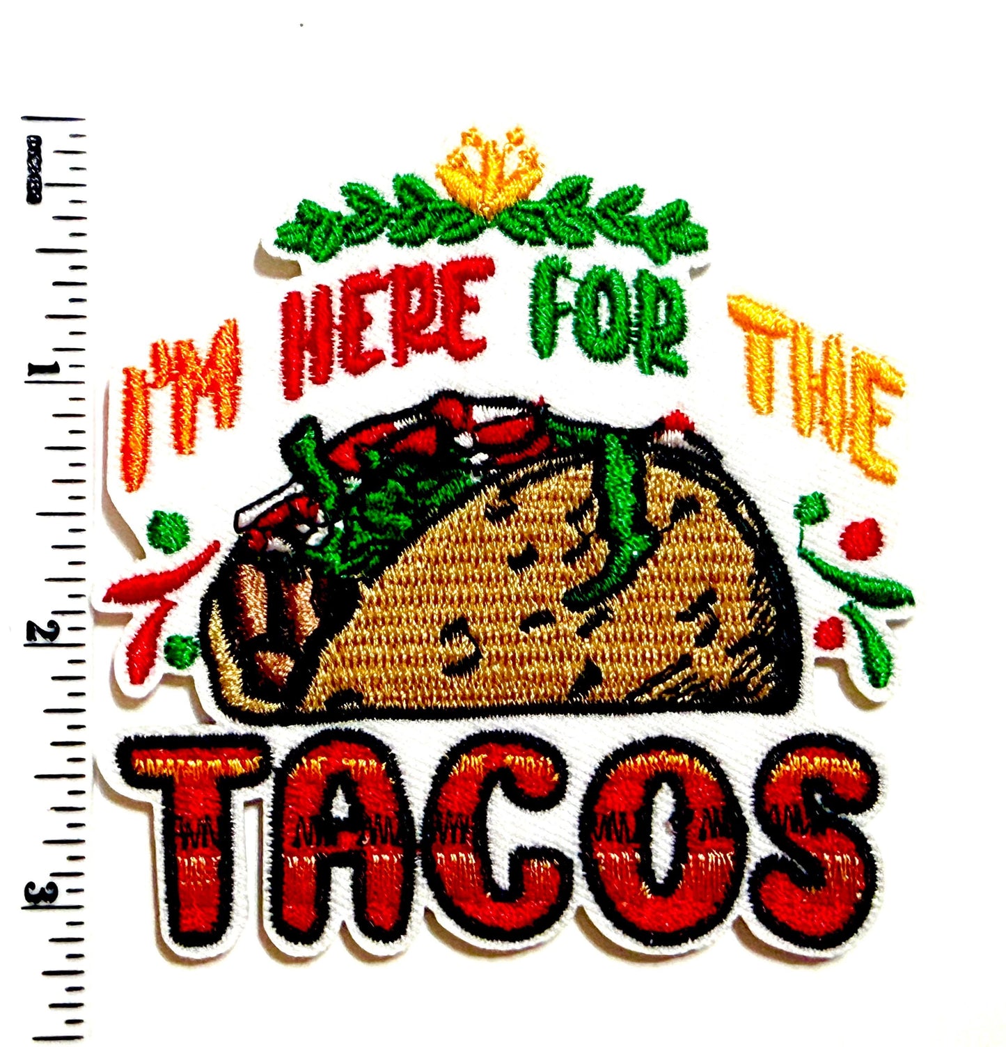 I’m here for the tacos patch- Embroidered DIY Iron on patch