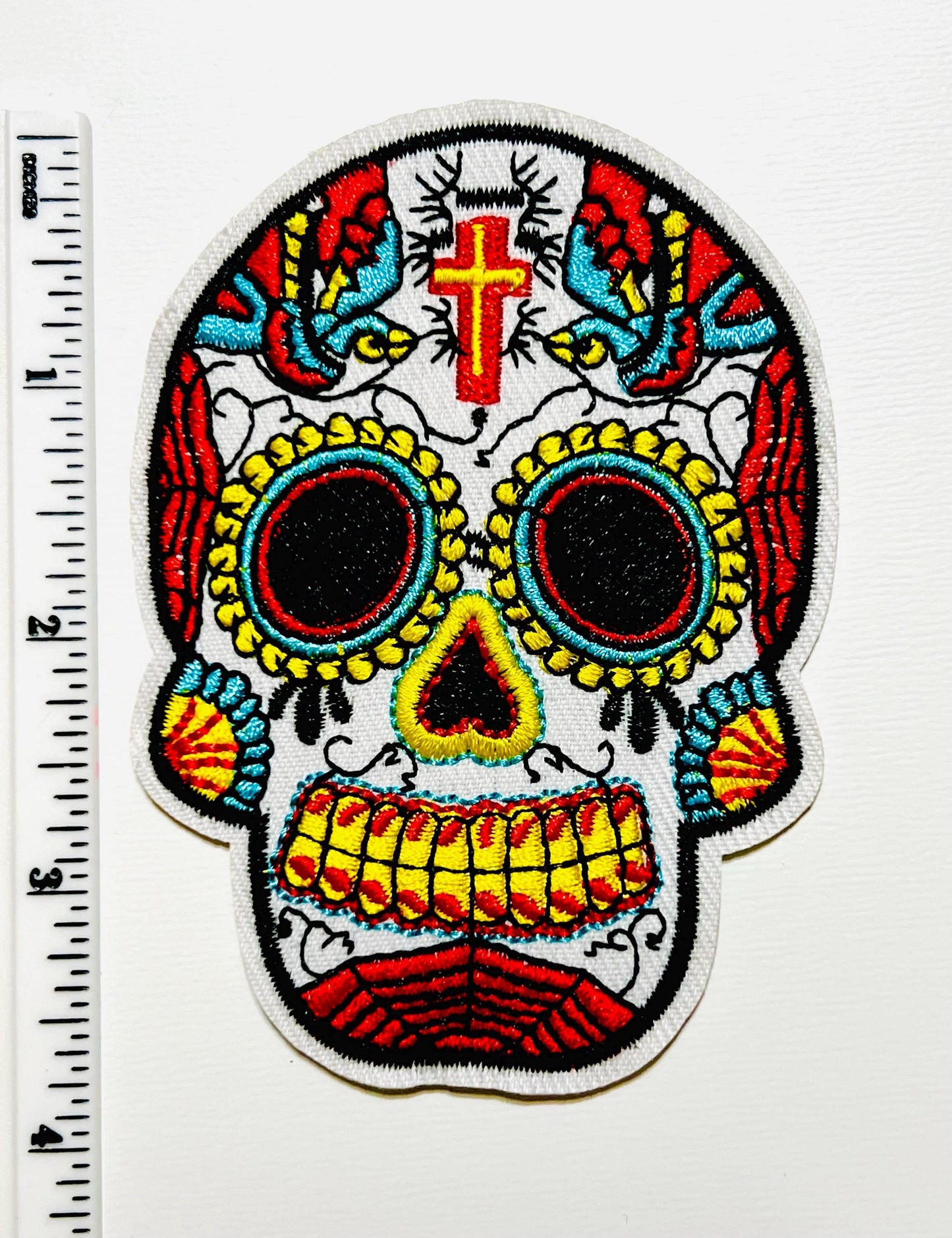 Sugar Skull - Embroidered Iron on patch
