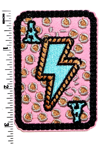 Poker Card Ace with Lightning Bolt - Embroidered Iron On Patch 3”