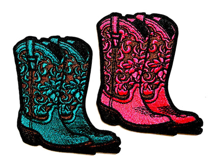 Cowgirl boots patches - Embroidered Iron On Patch 3”