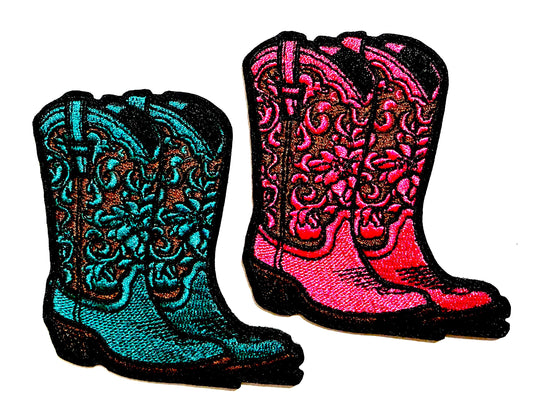 Cowgirl boots patches - Embroidered Iron On Patch 3”