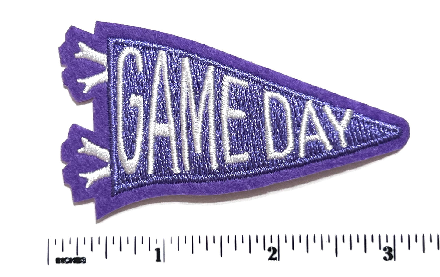 Game day pennant patch purple 3”