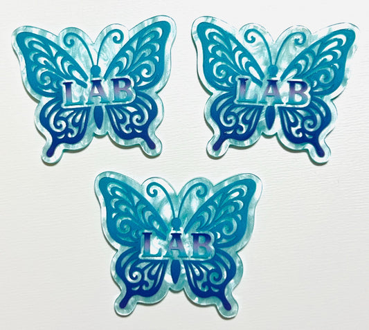 Lab butterfly acrylics - flatback acrylics set of 3