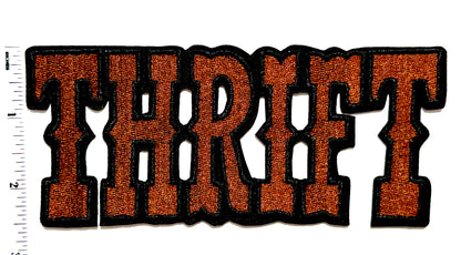 Thrift Patch, Brown with Black outline Iron On DIY Applique 6”