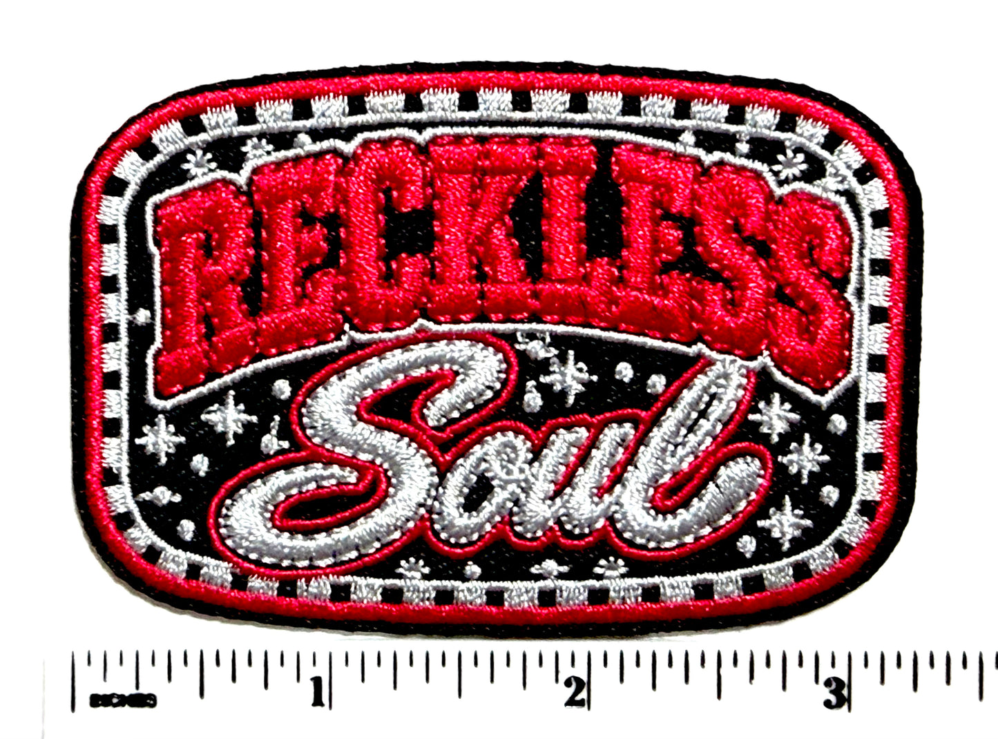 Reckless Soul patch - Embroidered Iron on appliqué 3.25”