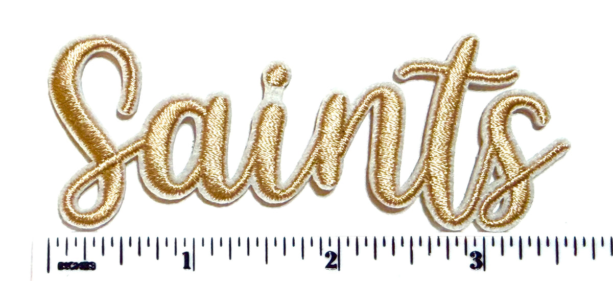 Saints word patch - Embroidered Iron on patch 3.5”