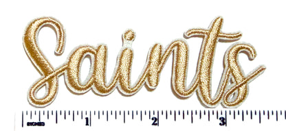 Saints word patch - Embroidered Iron on patch 3.5”