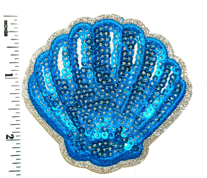 Seashell patches 2.75” – Sequined Iron-On Applique