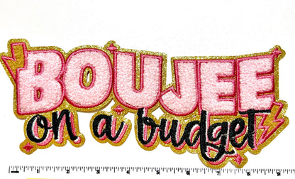 Boujee on a budget - Chenille with gold glitter Iron on patch
