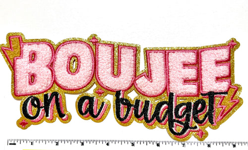 Boujee on a budget - Chenille with gold glitter Iron on patch