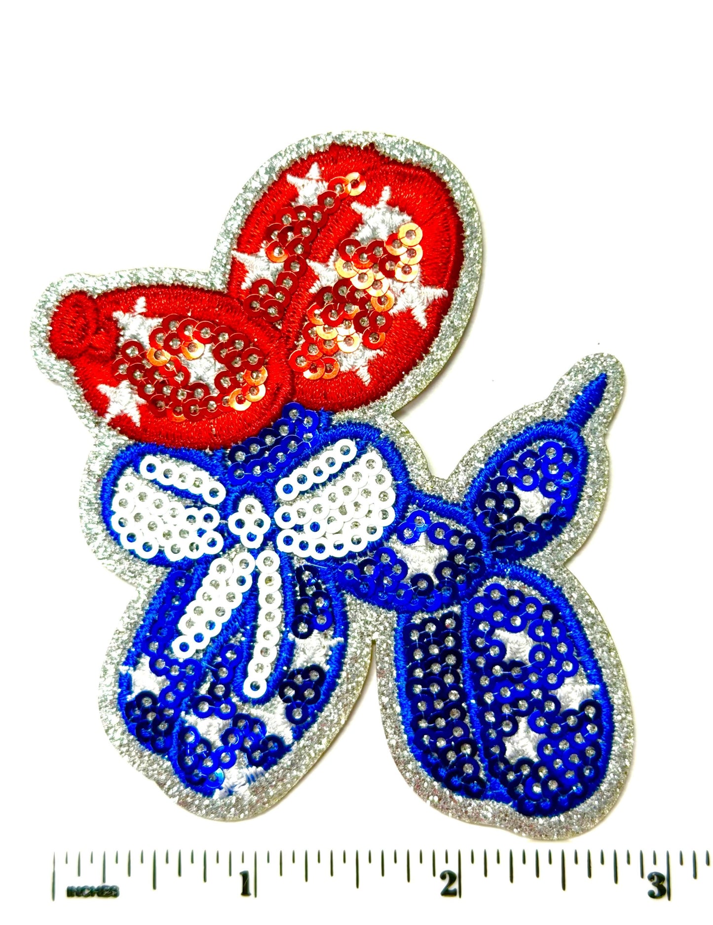 Patriotic Balloon Dog Patch – Sequined Iron-On Patch 3.5"