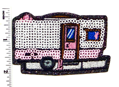 Pink Camper patch - Glamping Sequins Iron On Patch 3”