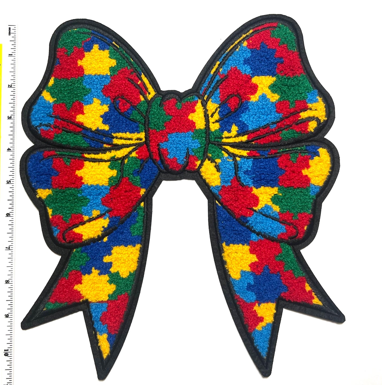 Autism Awareness Bow 10.5” Chenille