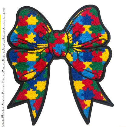 Autism Awareness Bow 10.5” Chenille