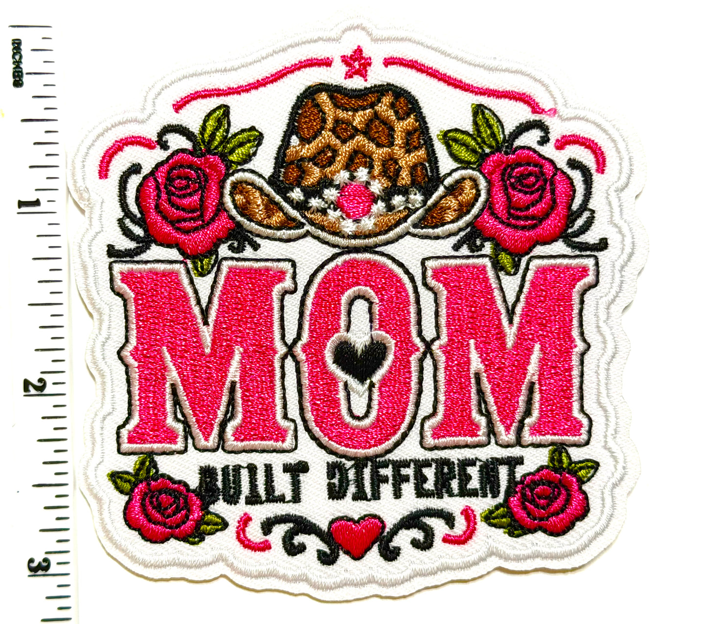 Mom, Built Different patch - Embroidered Iron on patch 3”