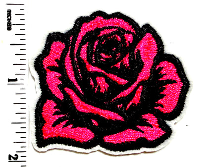 Roses neon with glitter patch - Embroidered Iron On Patch 2.25”