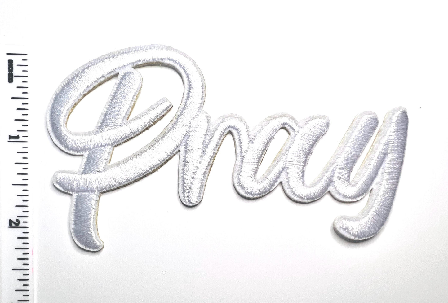 Pray raised letters in black, white or pink patch - Embroidered Iron on patch