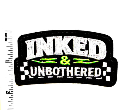 Inked & Unbothered - Embroidered Iron on patch with neon colors 3.25”