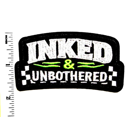 Inked & Unbothered - Embroidered Iron on patch with neon colors 3.25”